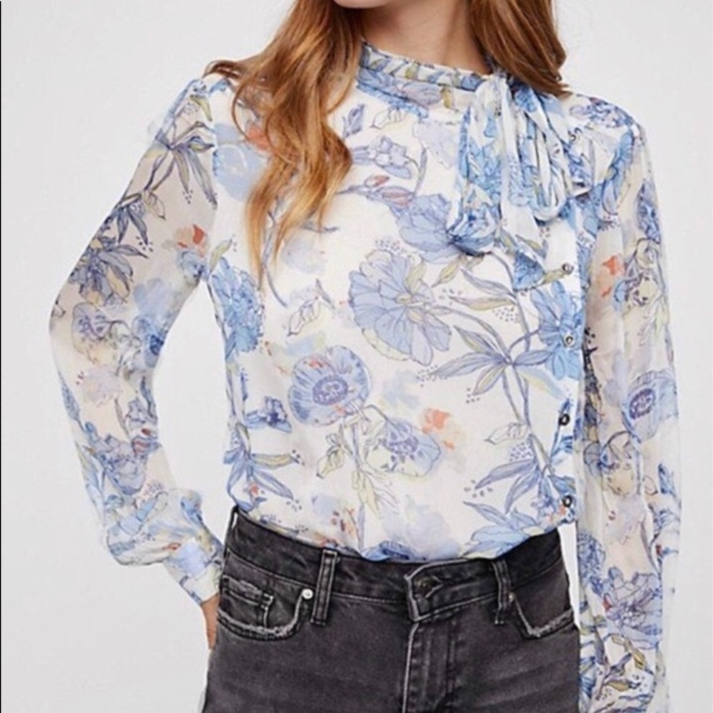 Free People Floral Print Top